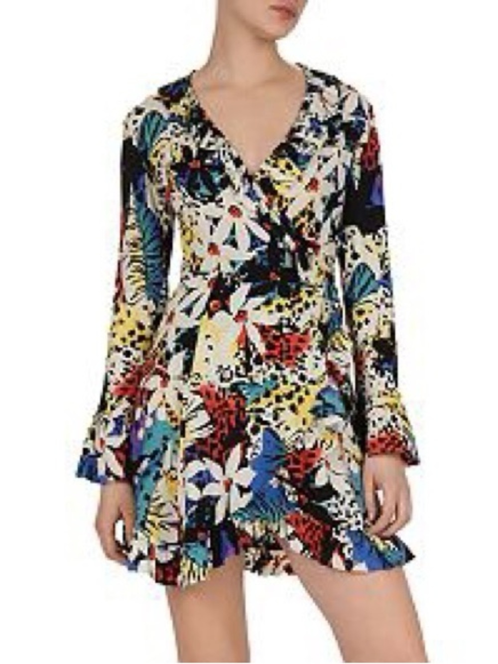The Kooples Sport Summer in Honolulu Tropical Animal Print Ruffle Wrap Dress, 2 - Picture 4 of 15
